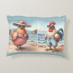 Coussins Décoratifs Poulets en maillots de bain au bord de la mer