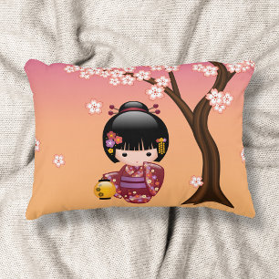 Coussins Décoratifs Poupée Sakura Kokeshi - Geisha Girl on Peach
