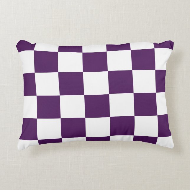 Coussins Décoratifs Pourpre et blanc Checkered (Devant)