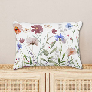 Coussins Décoratifs Prairie de fleurs sauvages colorée à l'aquarelle