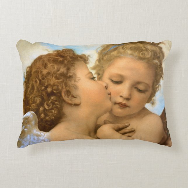 Coussins Décoratifs Premier Baiser (détail d'ange) de Bouguereau (Devant)