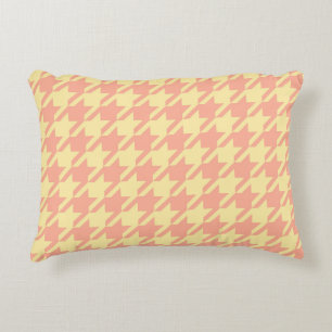 Coussins Décoratifs Preppy Pepita Houndstooth Pastel Peach Yellow
