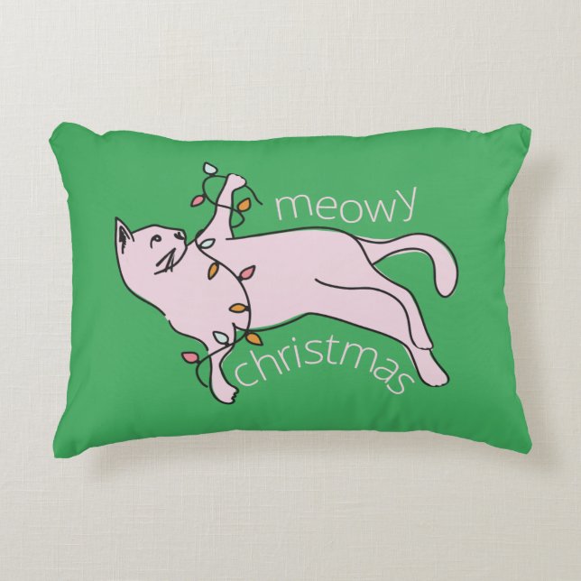 Coussins Décoratifs Preppy Pink Cat Holiday (Devant)