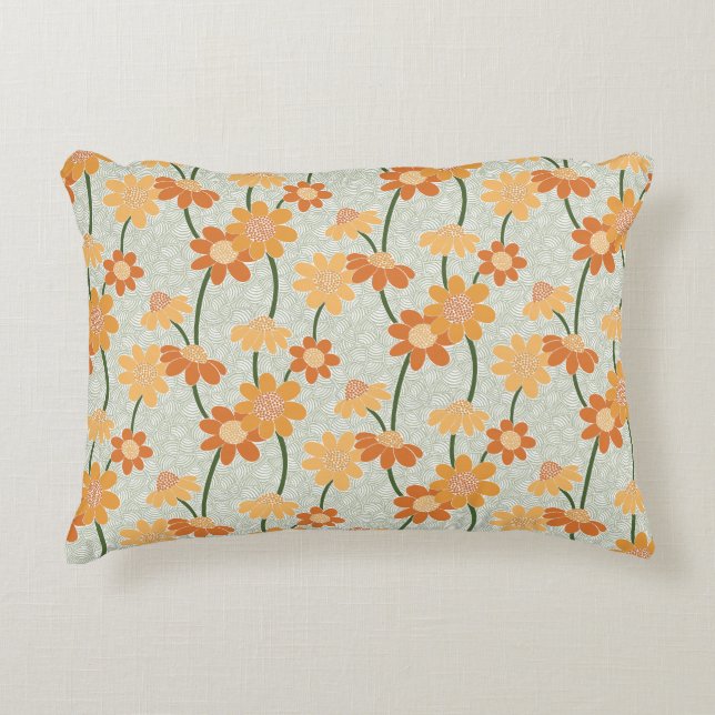 Coussins Décoratifs Pretty retro muted 1970 s flowers (Devant)