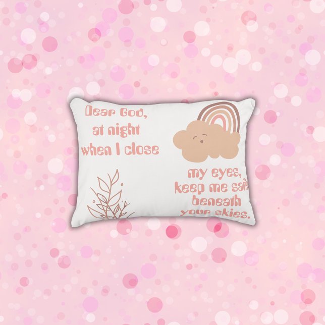 Coussins Décoratifs Prière chrétienne pour enfants rose | (Créateur téléchargé)