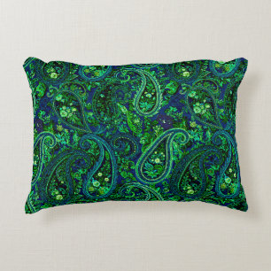 Coussins Décoratifs Profusion Paisley Vibrant Floral Bleu Vert