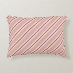 Coussins Décoratifs Prune, Liseré Rose Poussiéreux Et Rayures De pêche