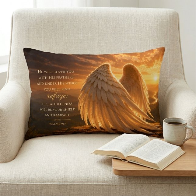 Coussins Décoratifs Psaume 91:4 Ailes d'ange Chrétien (Créateur téléchargé)