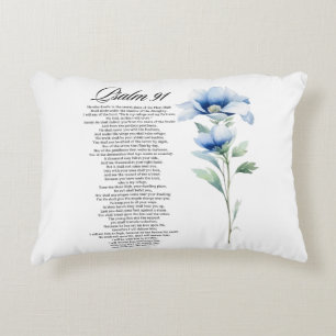 Coussins Décoratifs Psaume 91 Aquarelle Fleur Bleue Écritures Biblique
