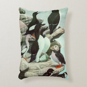 Coussins Décoratifs Puffins vintages et oiseaux aquatiques de Louis Fu