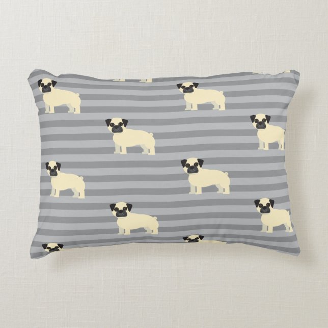 Coussins Décoratifs Pug Gray Lined (Devant)