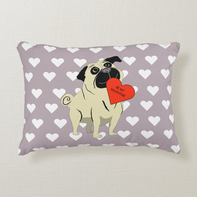 Coussins Décoratifs Pug soit mon Valentin (Devant)