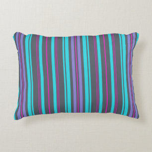 Coussins Décoratifs Purple Magenta Turquoise Gris rayures