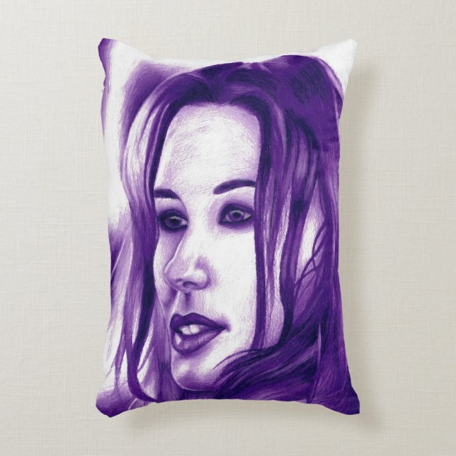 Coussins Décoratifs Purple People Woman Portrait Art original Thon (Devant(Vertical))