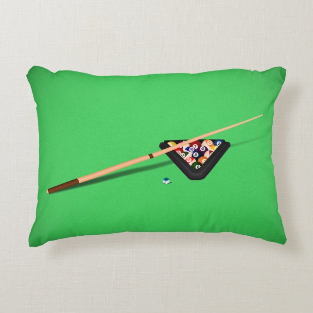 Coussins Décoratifs Queue de billard et boules de billard (Devant)