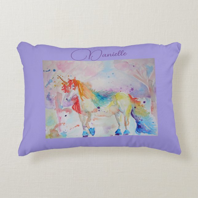 Coussins Décoratifs Rainbow Unicorn Rose Girls Nursery Love Cushion (Devant)