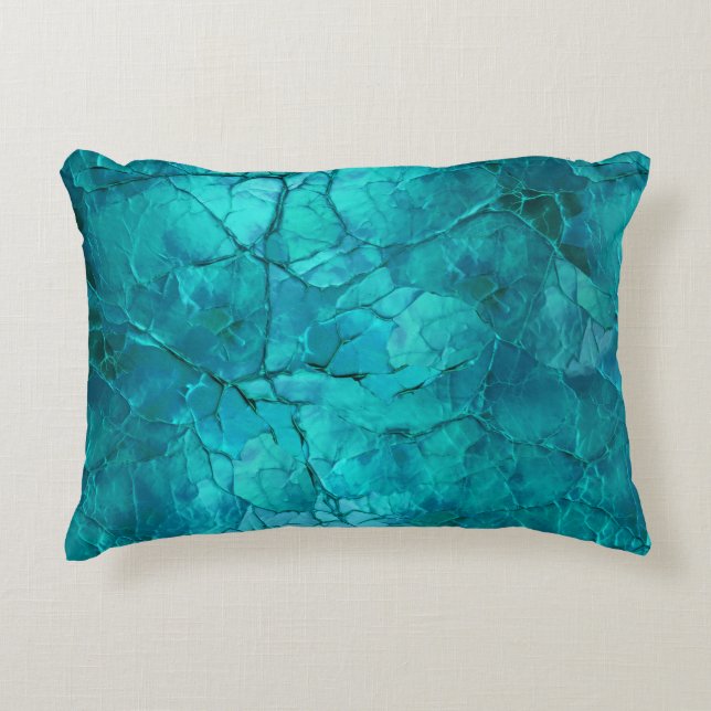 Coussins Décoratifs Rayons complexes, Lignes en Turquoise et Turquoise (Devant)