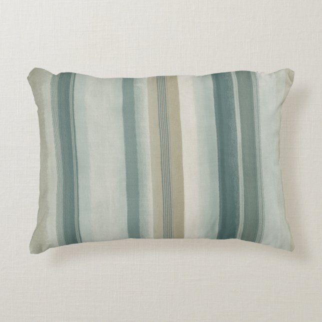 Coussins Décoratifs Rayure Altérée Beige Téâl Clair Vert Bleu Clair (Devant)