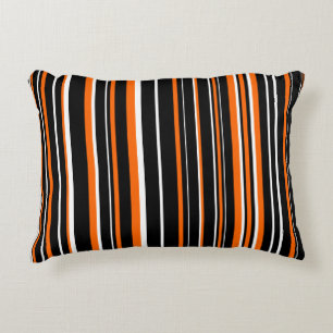 Coussins Décoratifs Rayure de code-barres noir, orange et blanc