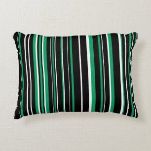 Coussins Décoratifs Rayure de code-barres noir, vert trèfle et blanc