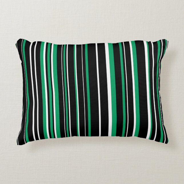 Coussins Décoratifs Rayure de code-barres noir, vert trèfle et blanc (Devant)