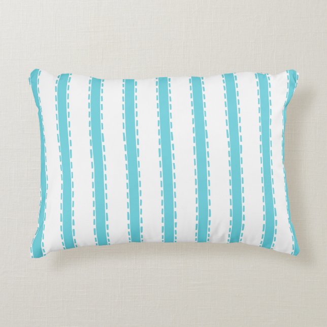 Coussins Décoratifs Rayure de damier turquoise coordonnée cousue main (Devant)