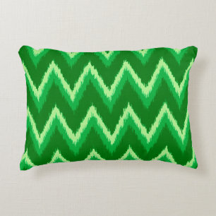 Coussins Décoratifs Rayures Chevron Ikat - Vert Pin et Citron