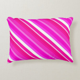 Coussins Décoratifs Rayures de bonbons en couches - rose et fuchsia