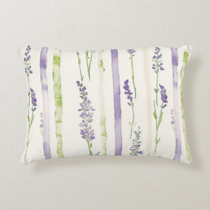 Coussins Décoratifs Rayures Florales Lavande