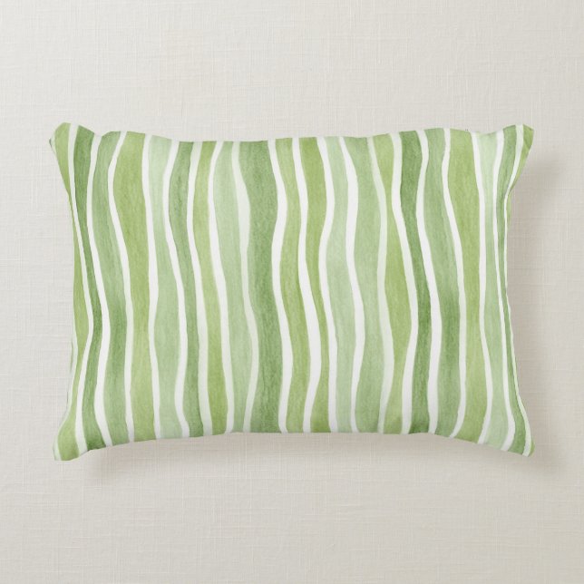 Coussins Décoratifs Rayures ondulées vert citron et crème (Devant)