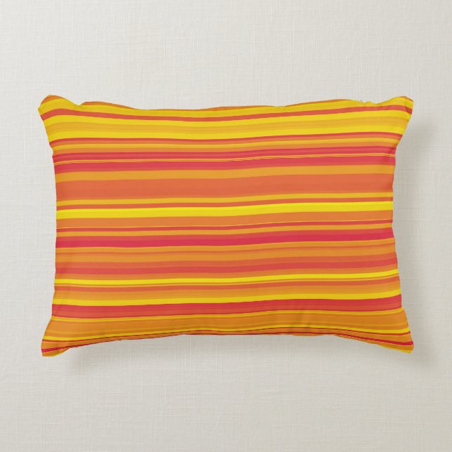 Coussins Décoratifs Rayures Orange Rouge Jaune (Devant)