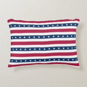 Coussins Décoratifs Rayures patriotiques avec étoiles (horizontal)