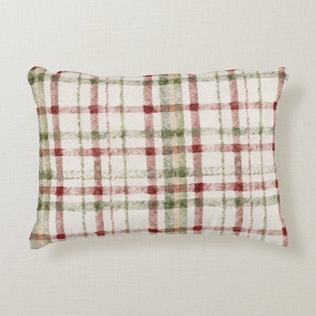 Coussins Décoratifs Rayures Rouges Vertes Crème Confortables (Devant)