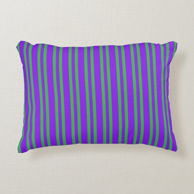 Coussins Décoratifs Rayures vertes violettes sans couture (Devant)