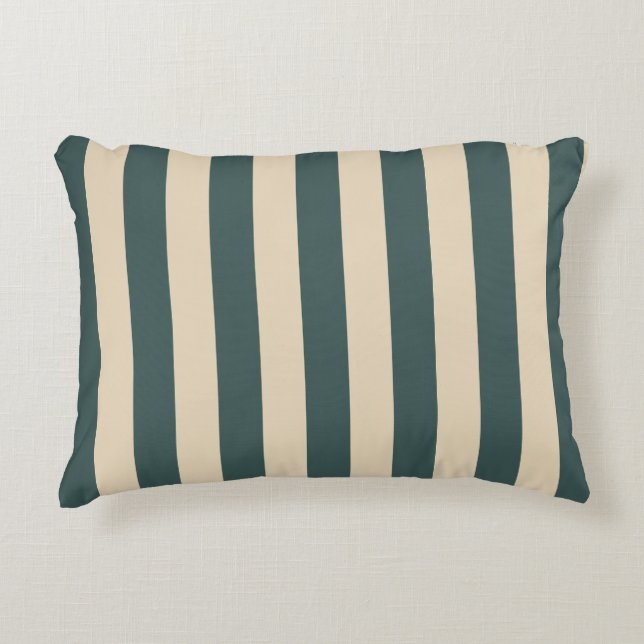 Coussins Décoratifs Rayures verticales vertes et crème (Devant)