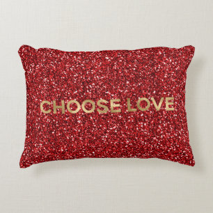 Coussins Décoratifs Red Parties scintillant Gold Be Kind Choose Love