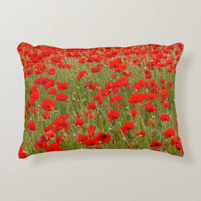 Coussins Décoratifs Red poppy field of flowers tie (Devant)