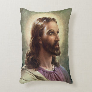 Coussins Décoratifs Religieux vintage, Portrait Jésus Christ avec Halo