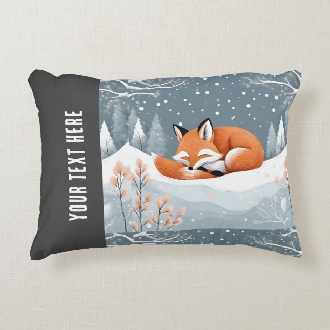 Coussins Décoratifs Renard endormi en hiver Neige mignonne Noël cosy (Devant)