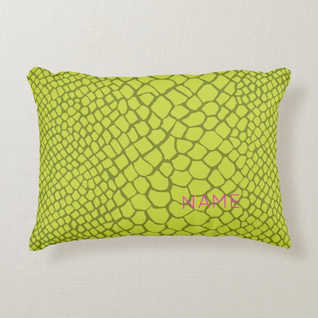 Coussins Décoratifs Reptile Motif Moderne Maison Décor NOM Rose Vert (Devant)