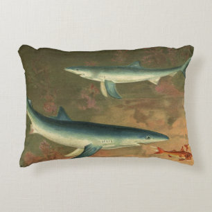 Coussins Décoratifs Requins Bleus Mangeant des Poissons, Vie Marine Vi