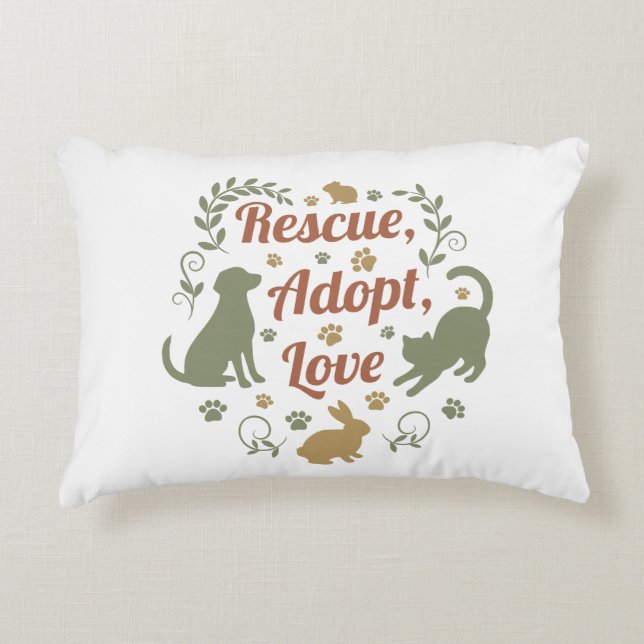 Coussins Décoratifs Rescue, Adopt, Love (Devant)
