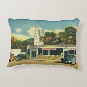 Coussins Décoratifs Restaurant Vintage, Diner et Voitures de Drive In