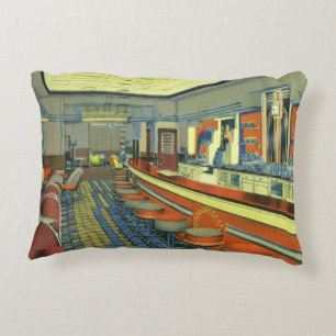 Coussins Décoratifs Restaurant vintage, Retro Roadside Diner Intérieur