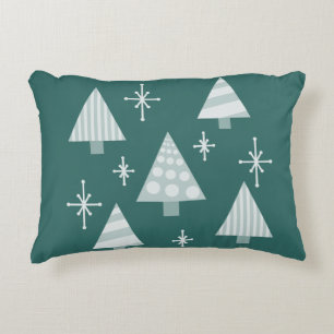Coussins Décoratifs Retro 1950 Arbres de Noël Vert Turquoise