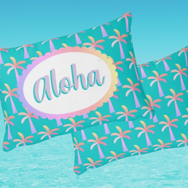 Coussins Décoratifs Retro Aloha Personalized Pastel Palms (Personalize it!)