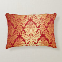 Rétro motif rouge de luxe élégant de damassé d'or