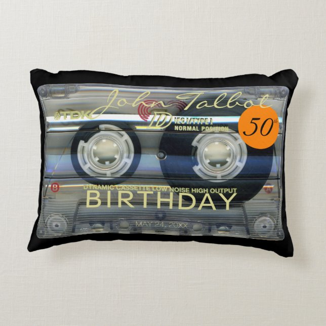 Coussins Décoratifs Retro T2 Audiotape 50e anniversaire Personnalisé A (Dos)
