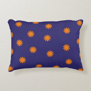 Coussins Décoratifs Retro Vintage Orange Navy Petite Fleur Motif