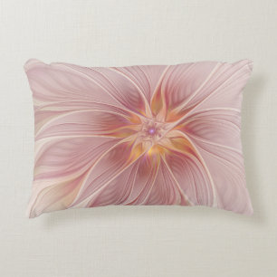 Coussins Décoratifs Rêve floral rose tendre, art fractal abstrait de f